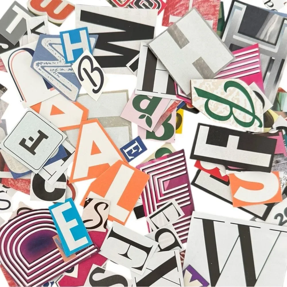200 Hand-Cut Colorful Ransom Note Style Cutout Letters for Crafting Bulk Lot.